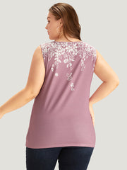 Silhouette Floral Print V Neck Tank Top