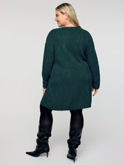 Twisted Pattern Textured Midi Sweater Dress