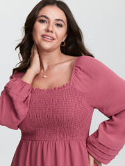 Shirred Bodice Pockets Tiered Maxi Dress