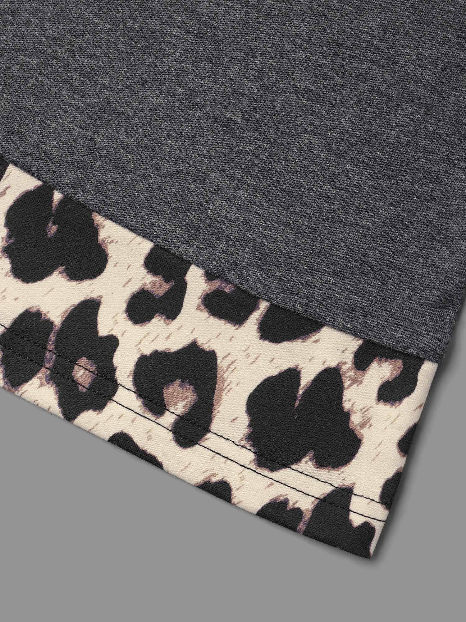 2-in-1 Leopard Print Spliced Knit Top