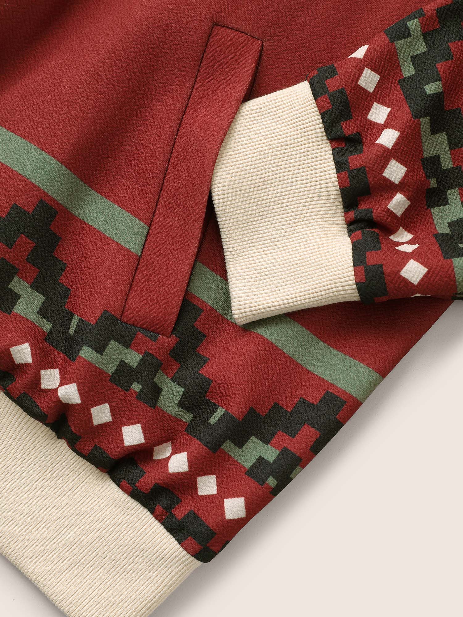 Colorblock Rib Knit Pocket Zipper Fly Jacket