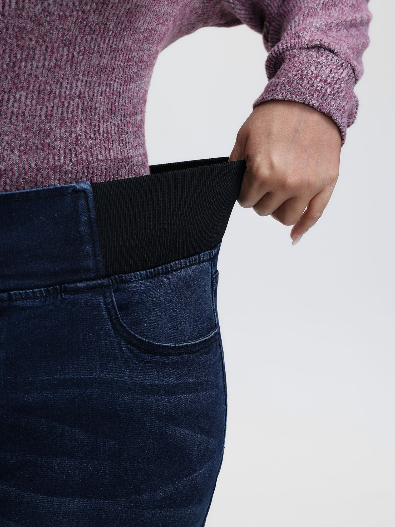 Stretchy Waist Flared Hem Jeans