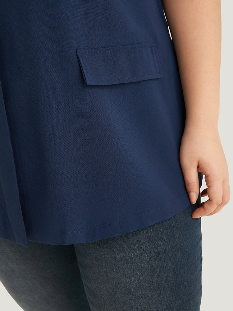 Plain Button Through Flap Pocket Suit Collar Blazer