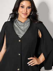 Cape Style Buttons V-Neck Blazer