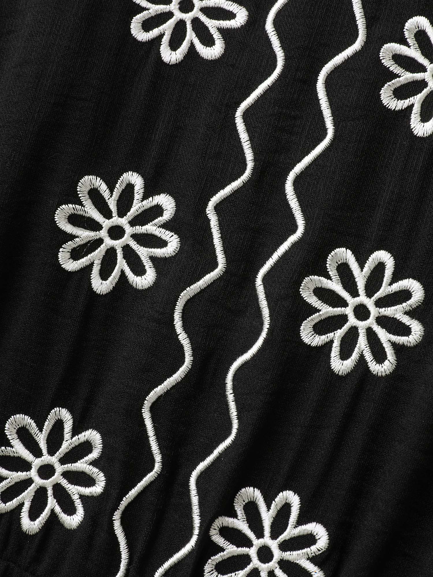 Floral Embroidery V-Neck Jumpsuit