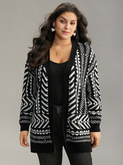 Bandana Print Open Front Loose Cardigan