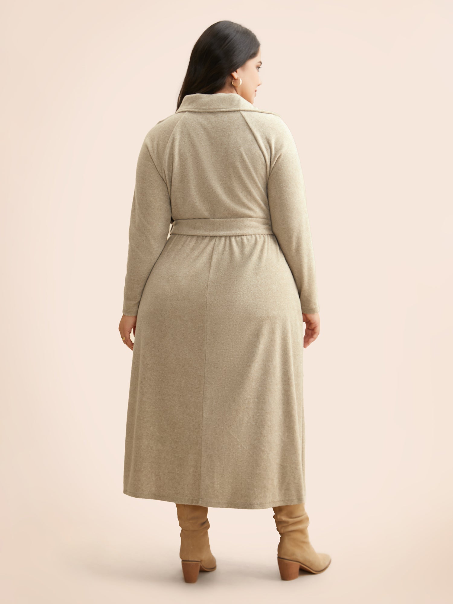 Airy Cozy Button Bodice Placket Midi Dress