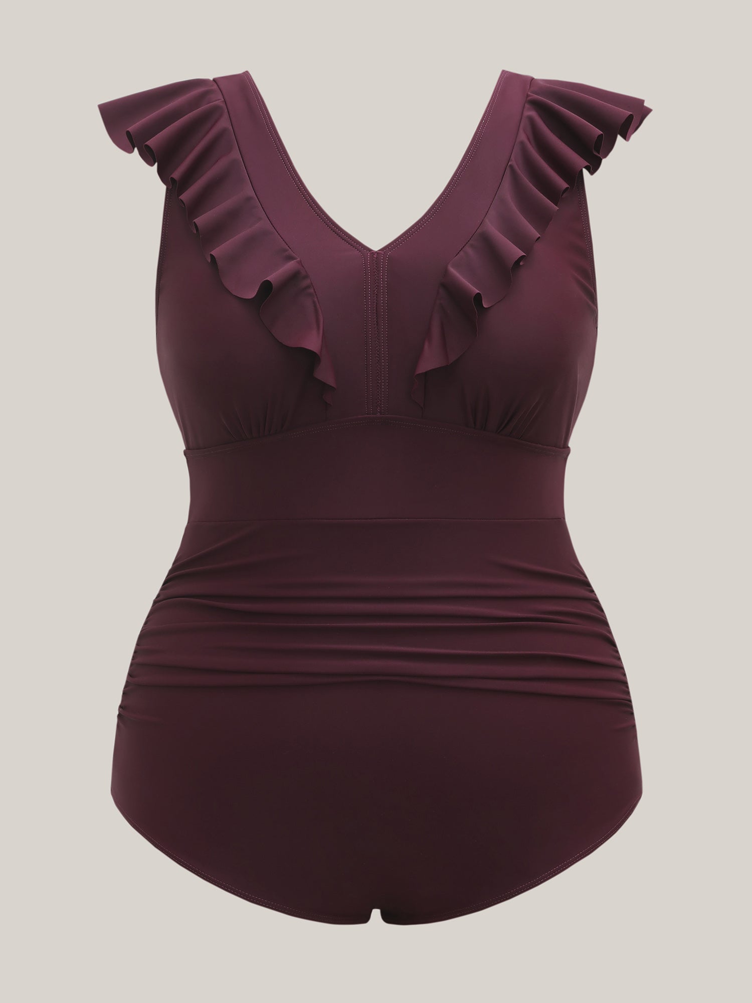 Ruffled Trim Ruched One-Piece Swimsuit