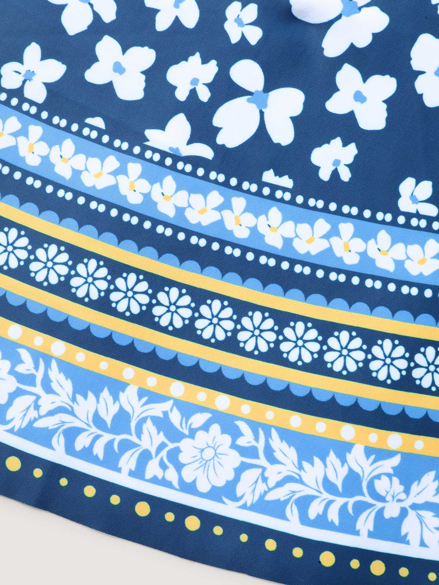 Floral Print Contrast Swim Dress
