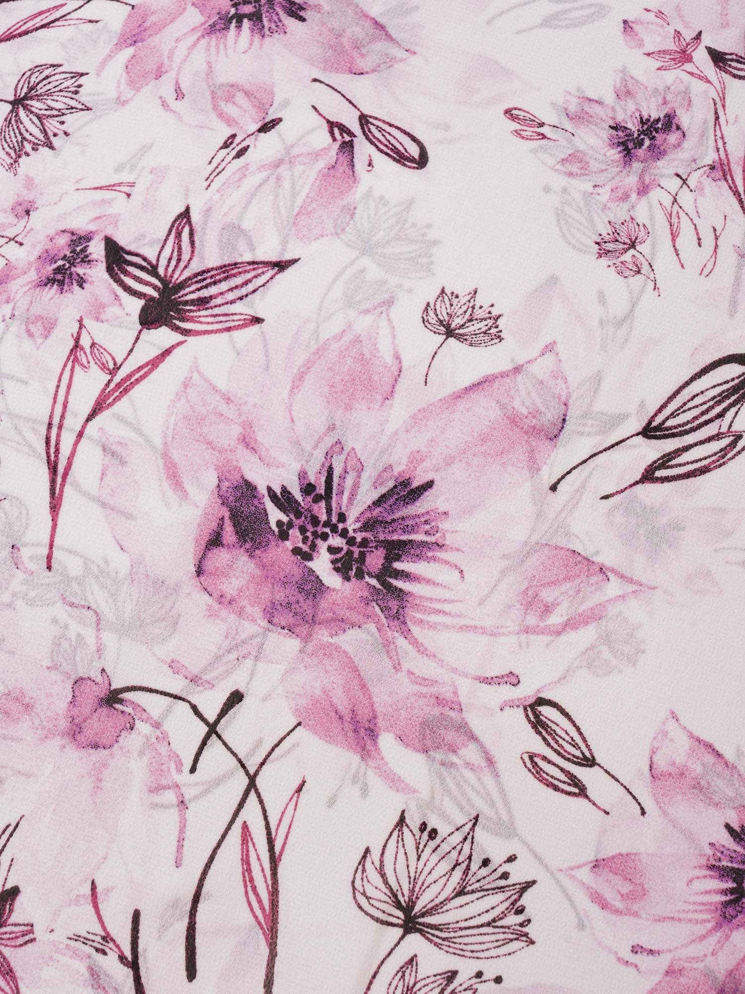 Floral Mesh Split Side Asymmetrical Hem Kimono