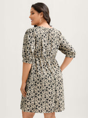 Silhouette Floral Cinched-Waist Midi Dress
