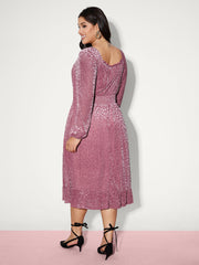 Soft Romance Leopard Print Shirred Waist Midi Dress