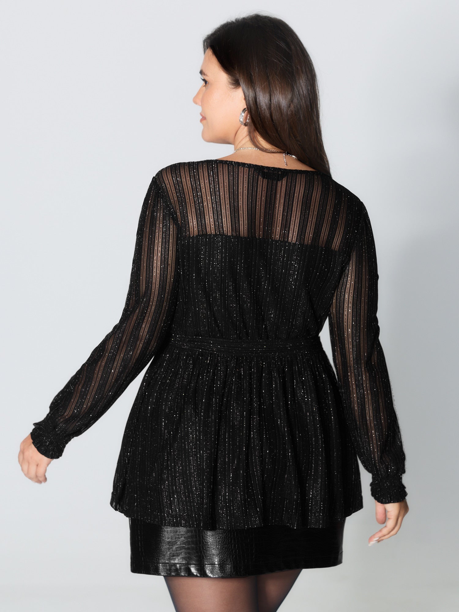 Sheer Luxe Shirred Side-Tie Blouse
