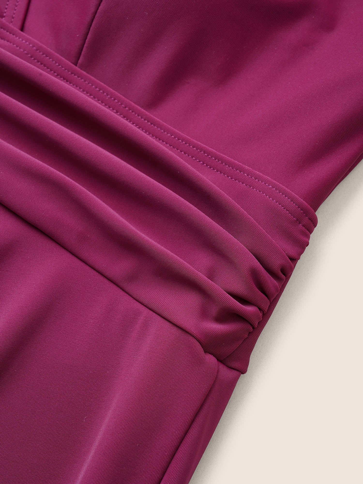 Solid Ruffle Hem Empire Waist Halter Neck Swim Dress