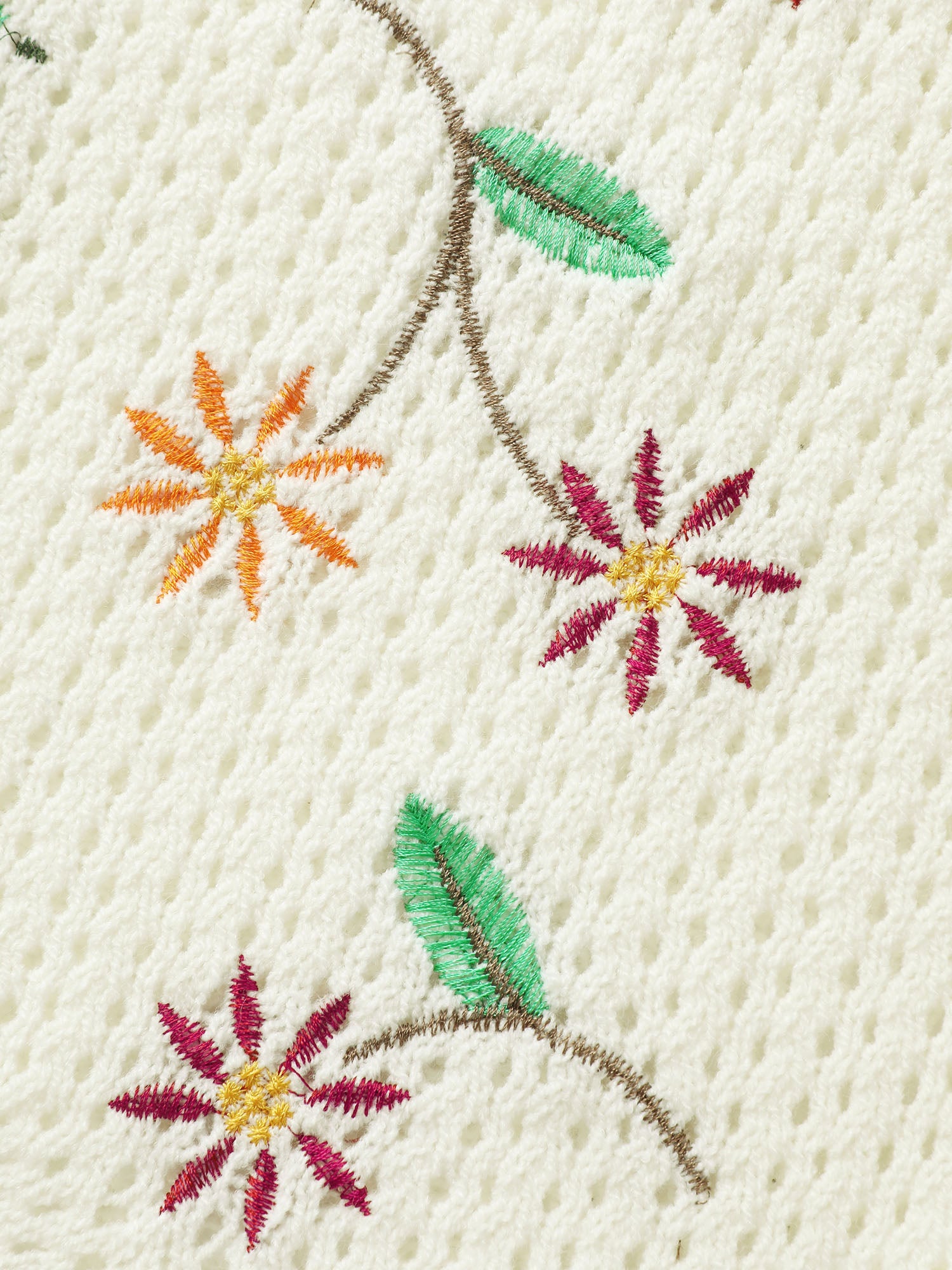 Floral Embroidery Flared Sleeve Knit Cardigan