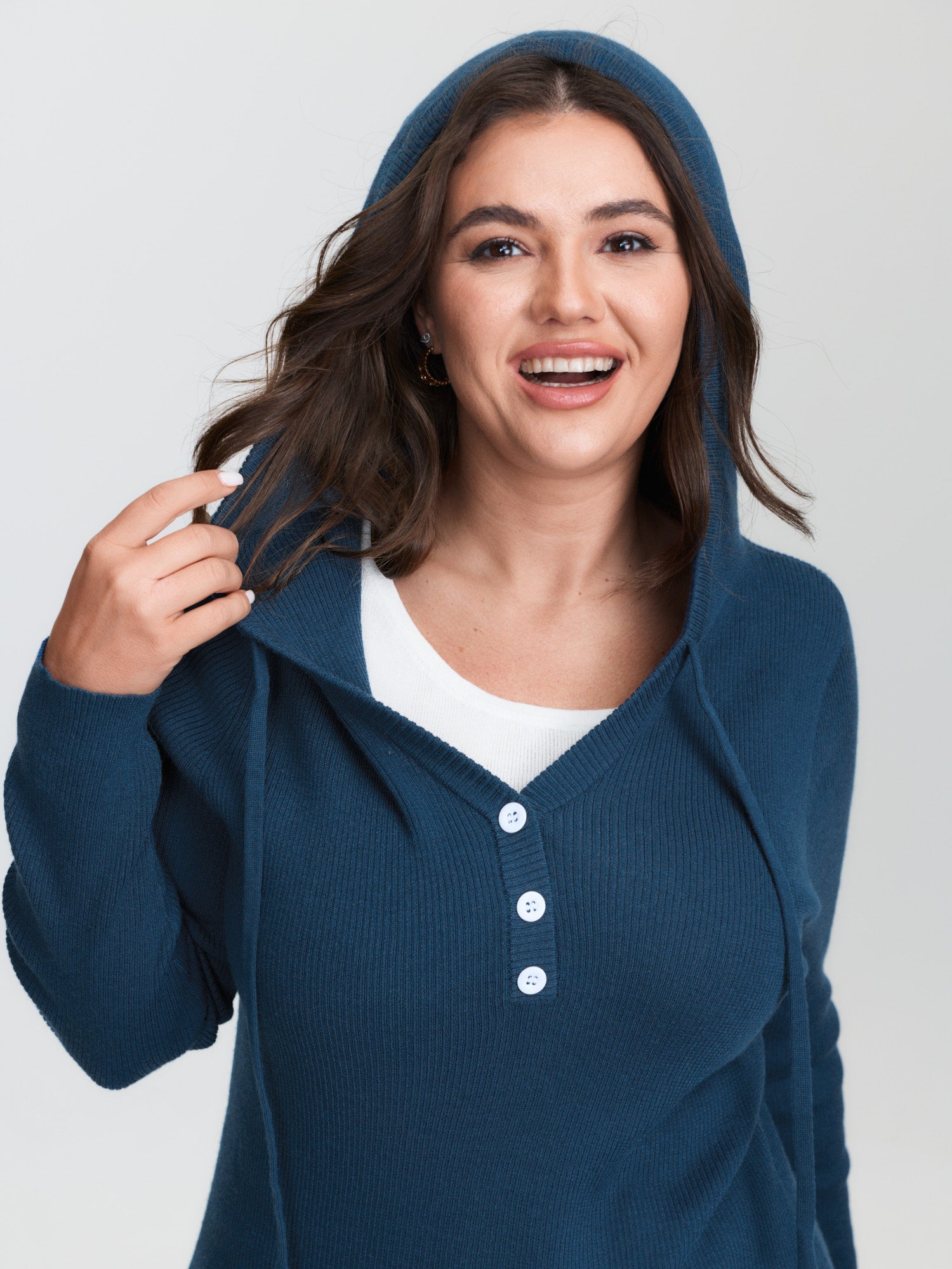 2-in-1 Button Hooded Pullover