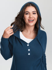 2-in-1 Button Hooded Pullover