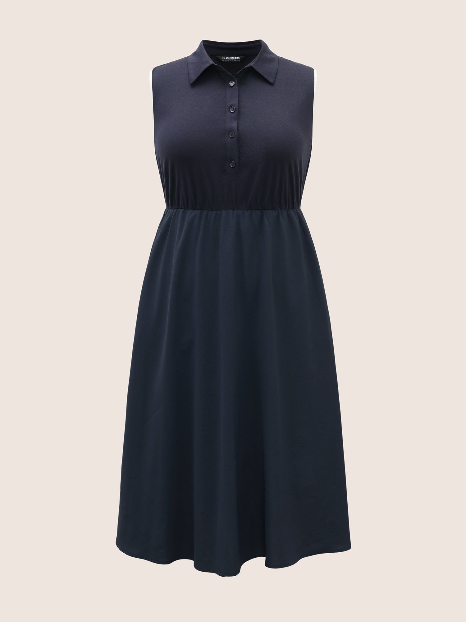 Shirt Collar Contrast Trim Button Up Dress