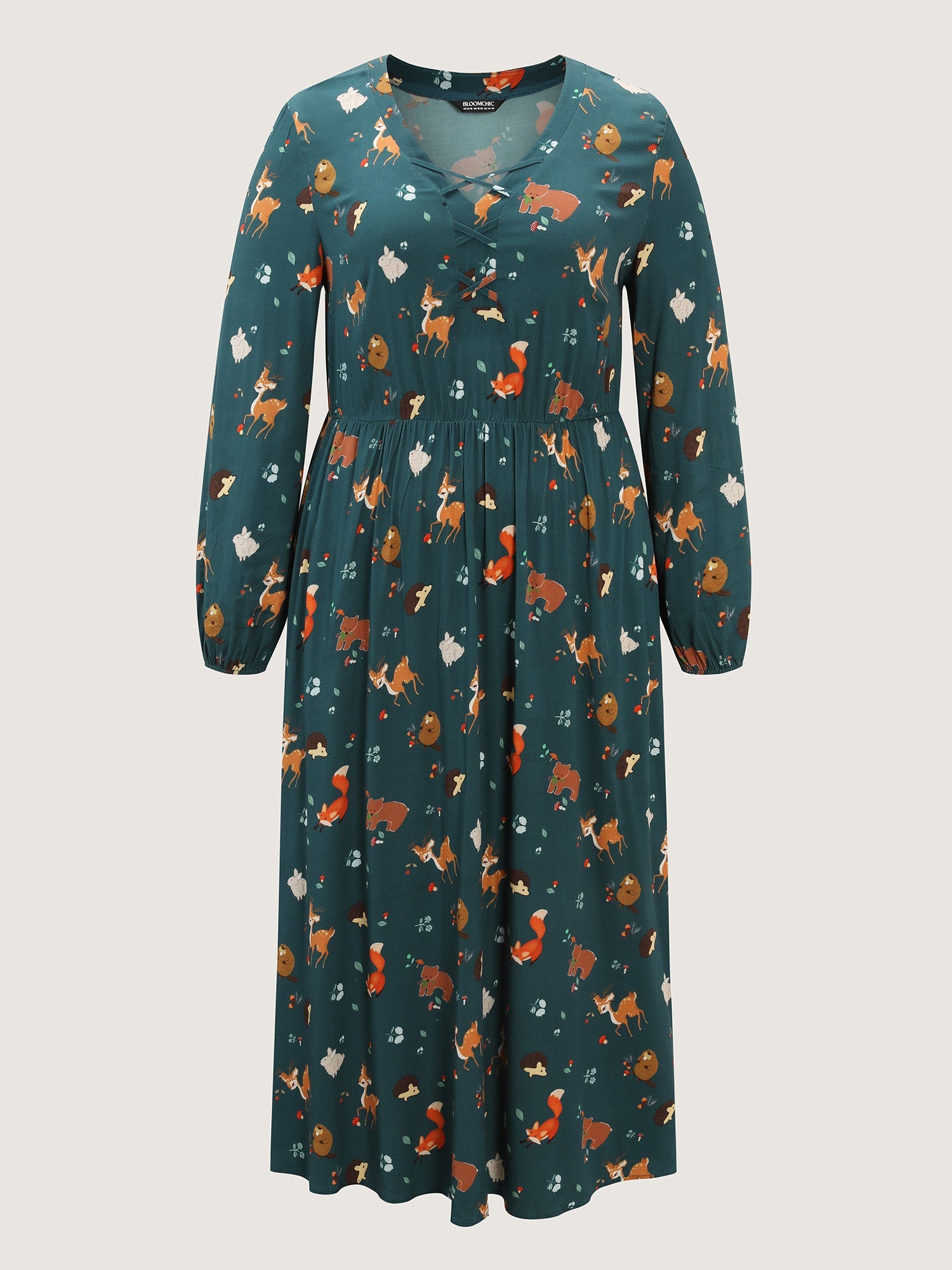 Animal Printed Cross-Tie Neckline Maxi Dress