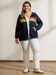 Color Contrast Stripes Zipper Jacket