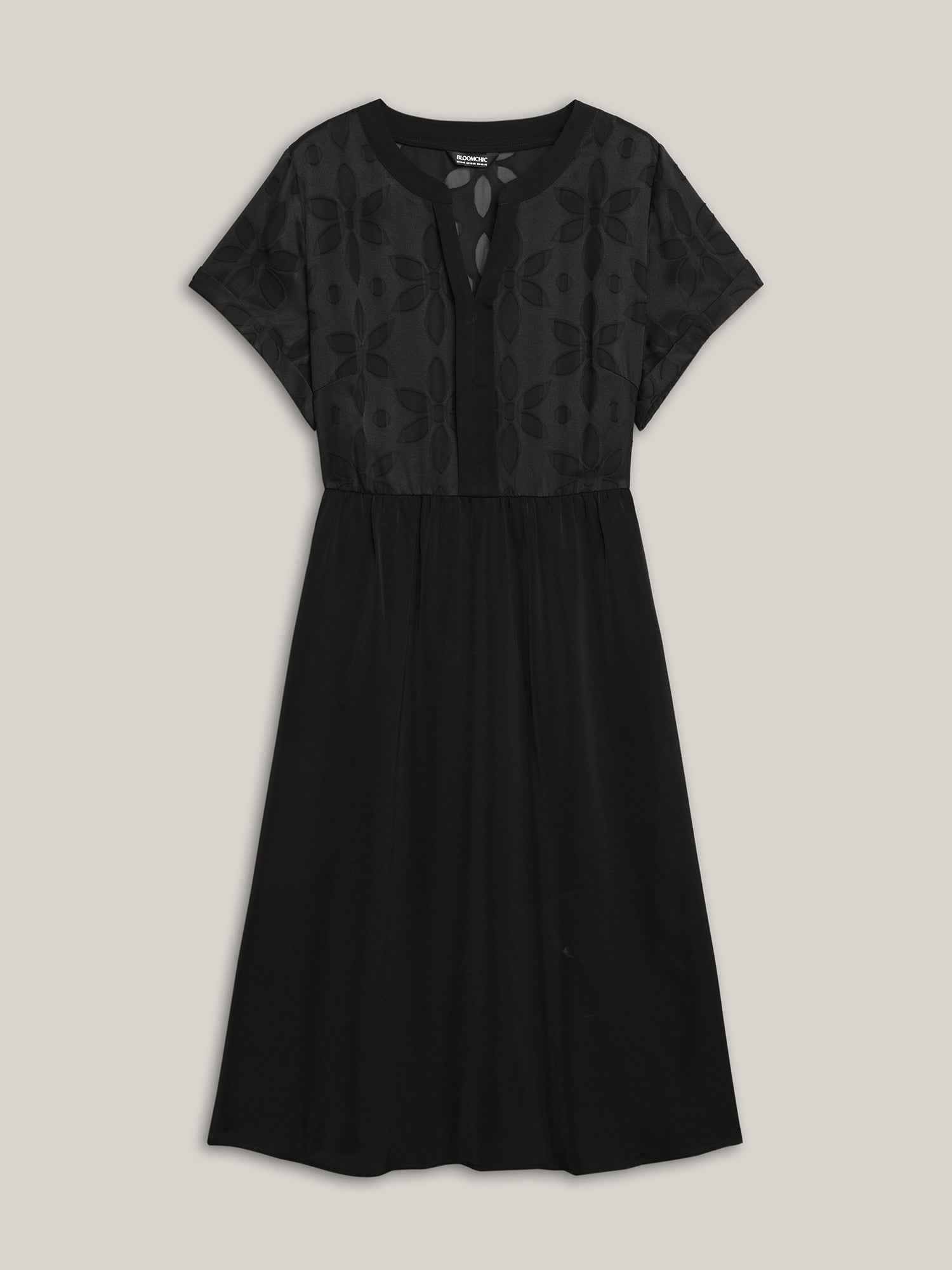 Sheer Back Textured Cut-Out Midi Dress