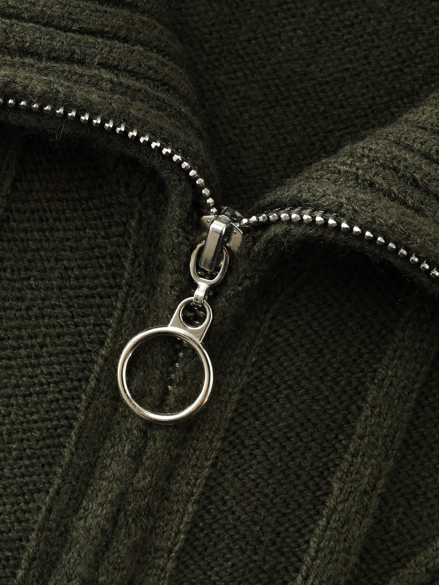 Zipper Front Fit and Flare Midi Sweater Dress