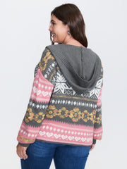 Fair-Isle Pattern Jacquard Knit Cardigan