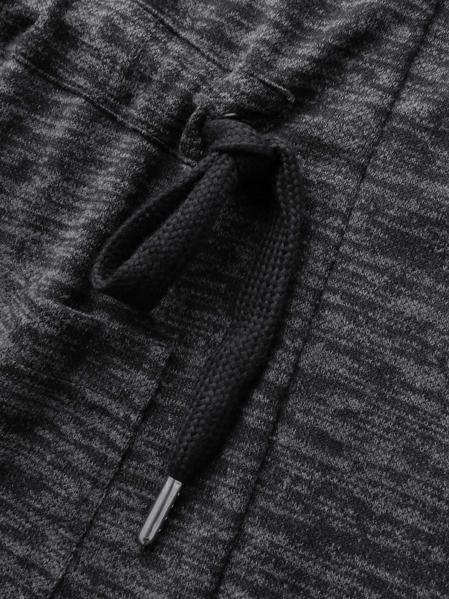 Channel Drawstring Contrast Hooded Jacket