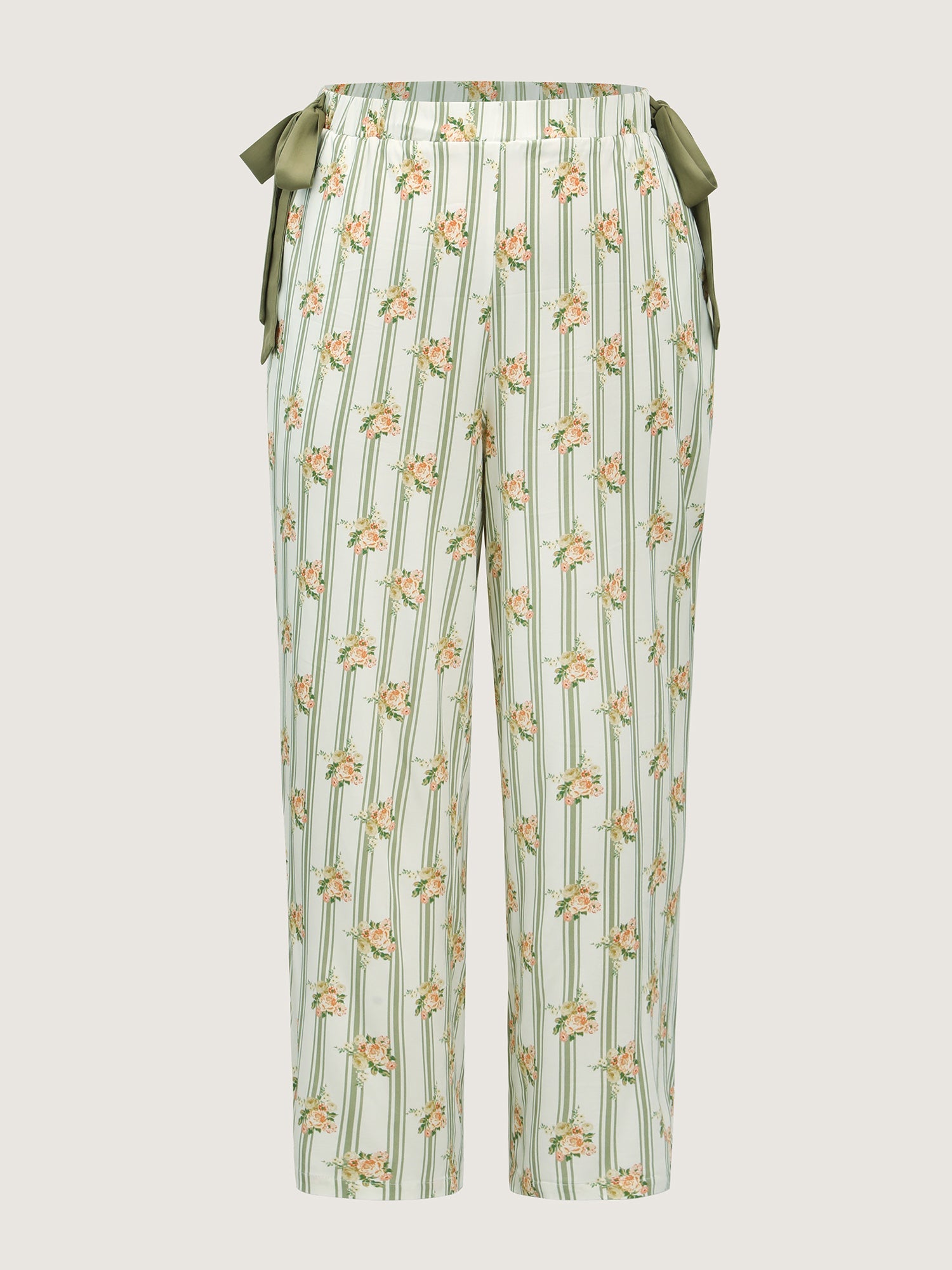 Supersoft Stripe Ribbon-Tie Sleep Bottoms