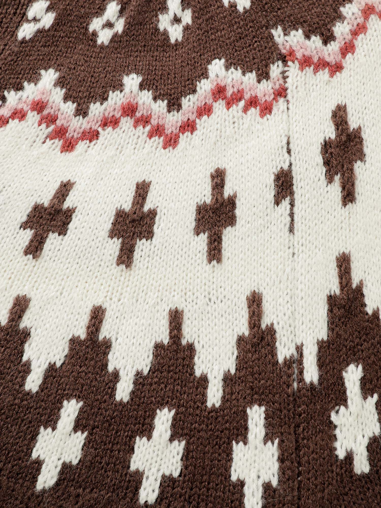 Fair-Isle Yoke Button Knit Cardigan