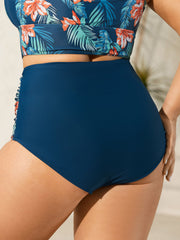 Tropical Print Ruched Swim Bottoms