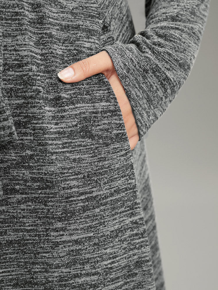 Solid Pocket Elastic Waist Ties Split Hem Dress