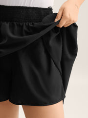 Shirred Waist Pockets Flowy Mini Skirt