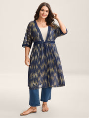 Glitter Tassels Webbed Open Front Kimono