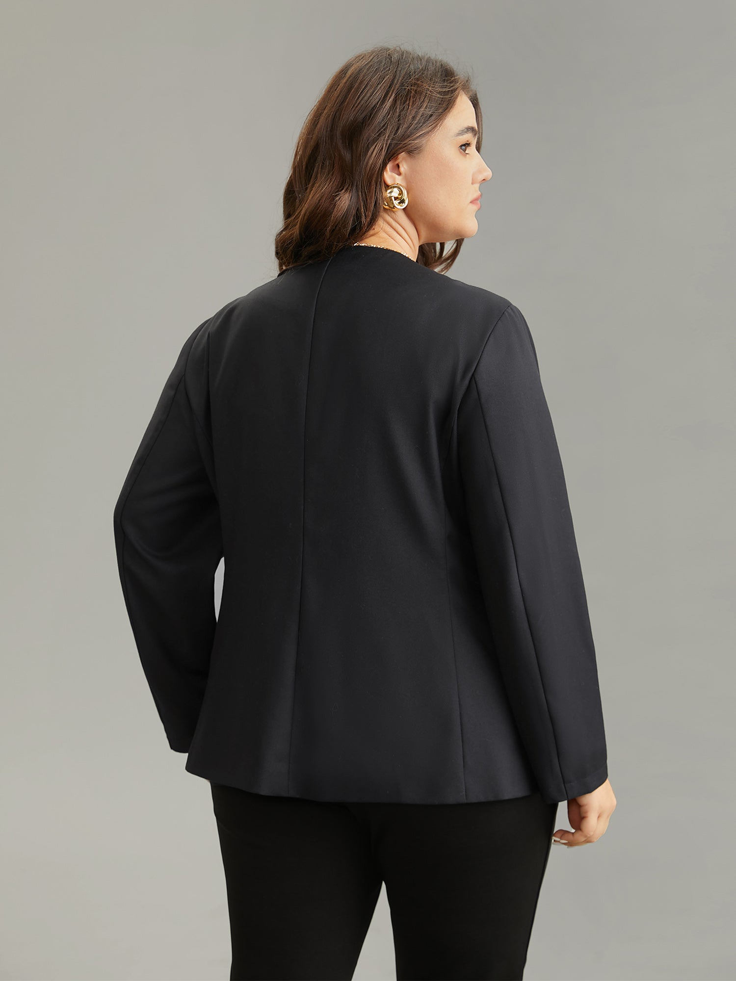 Floral Embroidered Hook Buckle Pocket Blazer