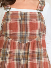 Plaid Flannel Overall Wide-Leg Jumpsuit