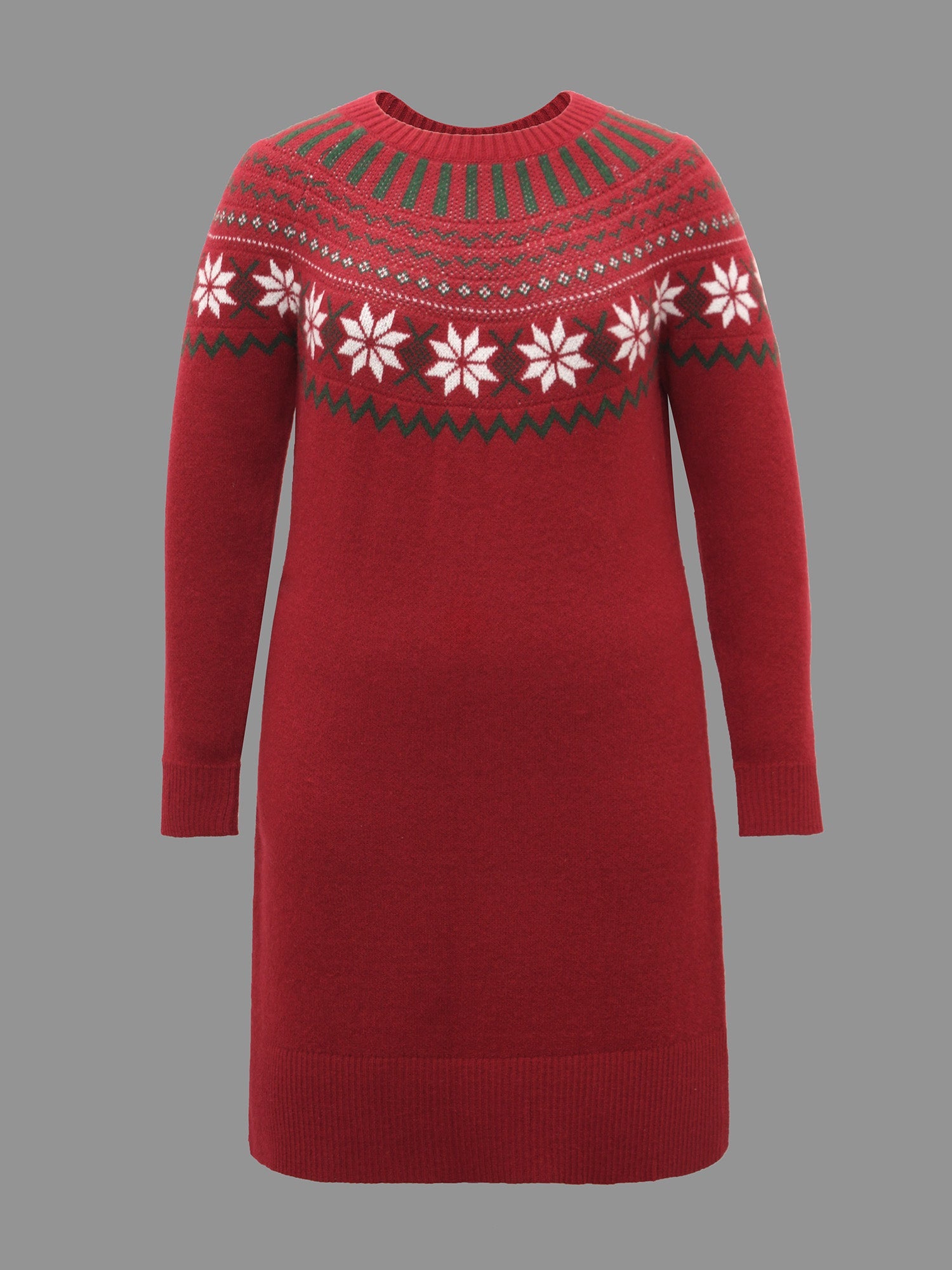 Fair Isle Geometric Midi Sweater Dress
