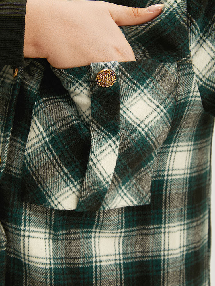 Halloween Plaid Pocket Button Up Contrast Patchwork Jacket