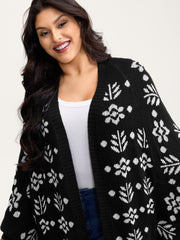 Floral Pattern Cloak-Style Cardigan