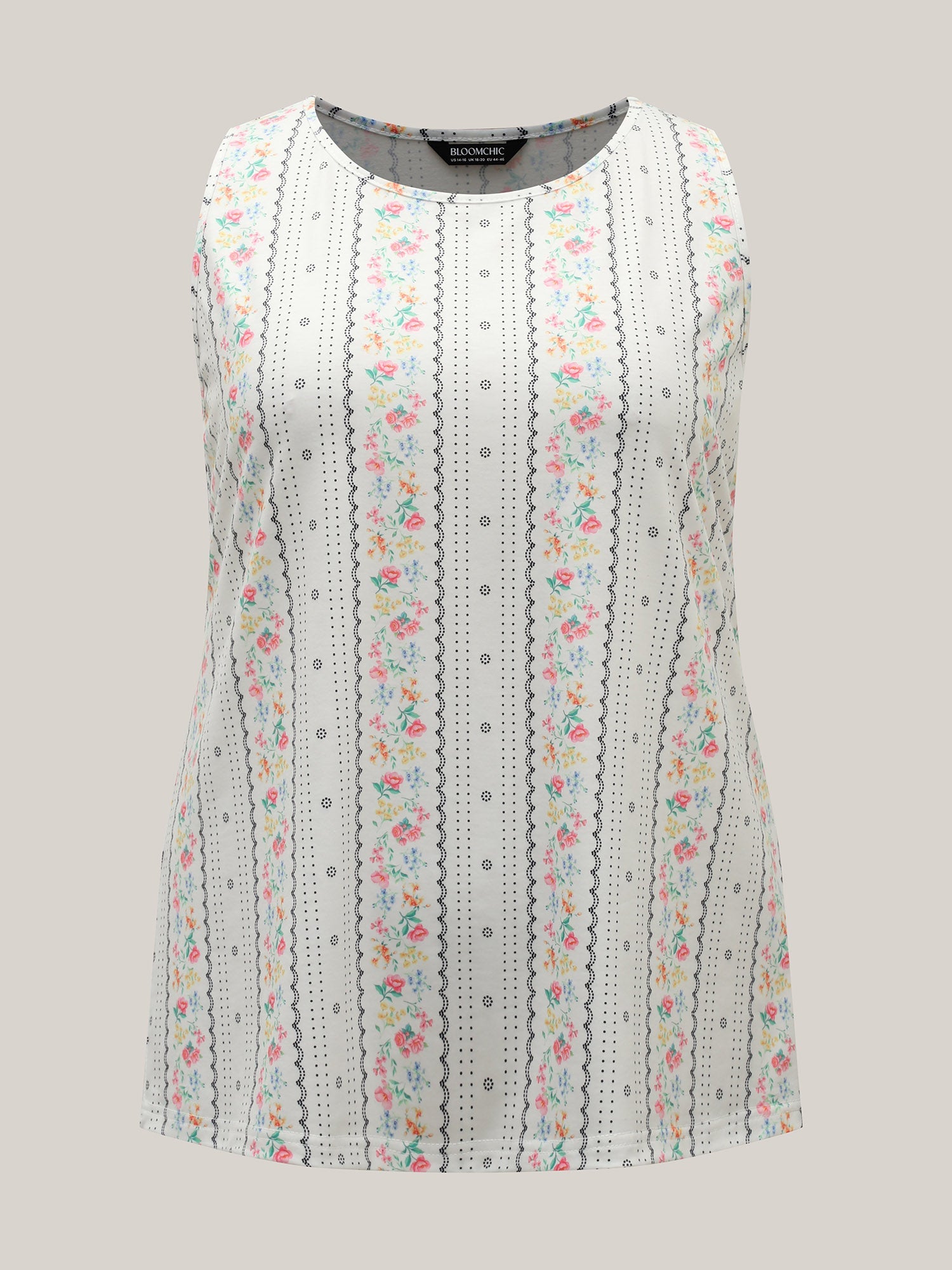 Floral Print Panels Fitted Tank Top