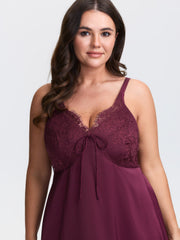 Sheer Satin Lace Mini Sleep Dress