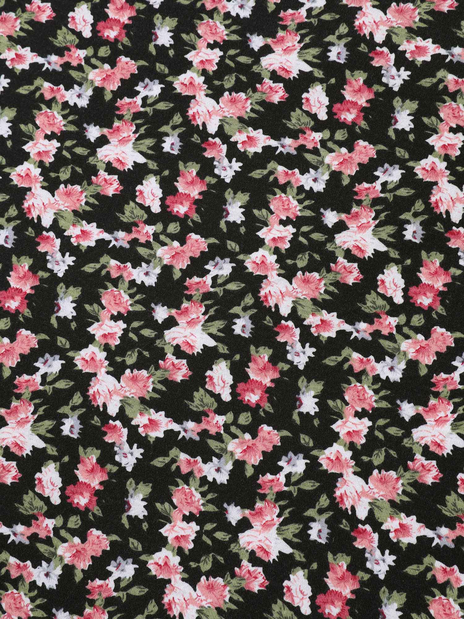 Floral Print Square Neck Straight-Fit Midi Dress