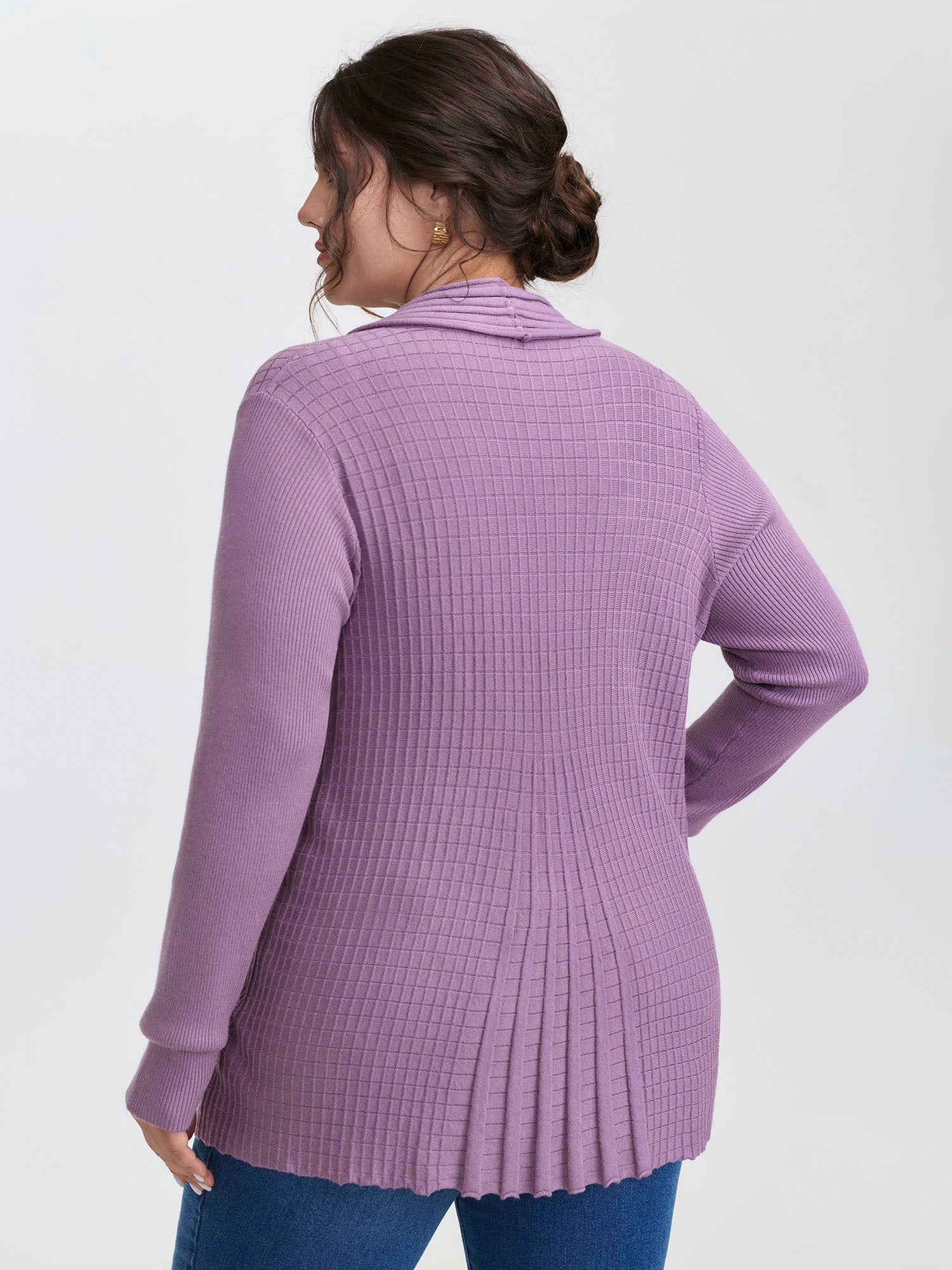 Shawl Collar Textured A-Line Cardigan