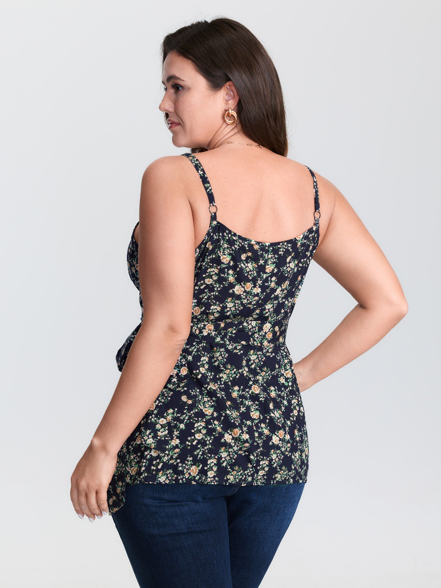 Floral Print Side-Tie Rayon Tank Top