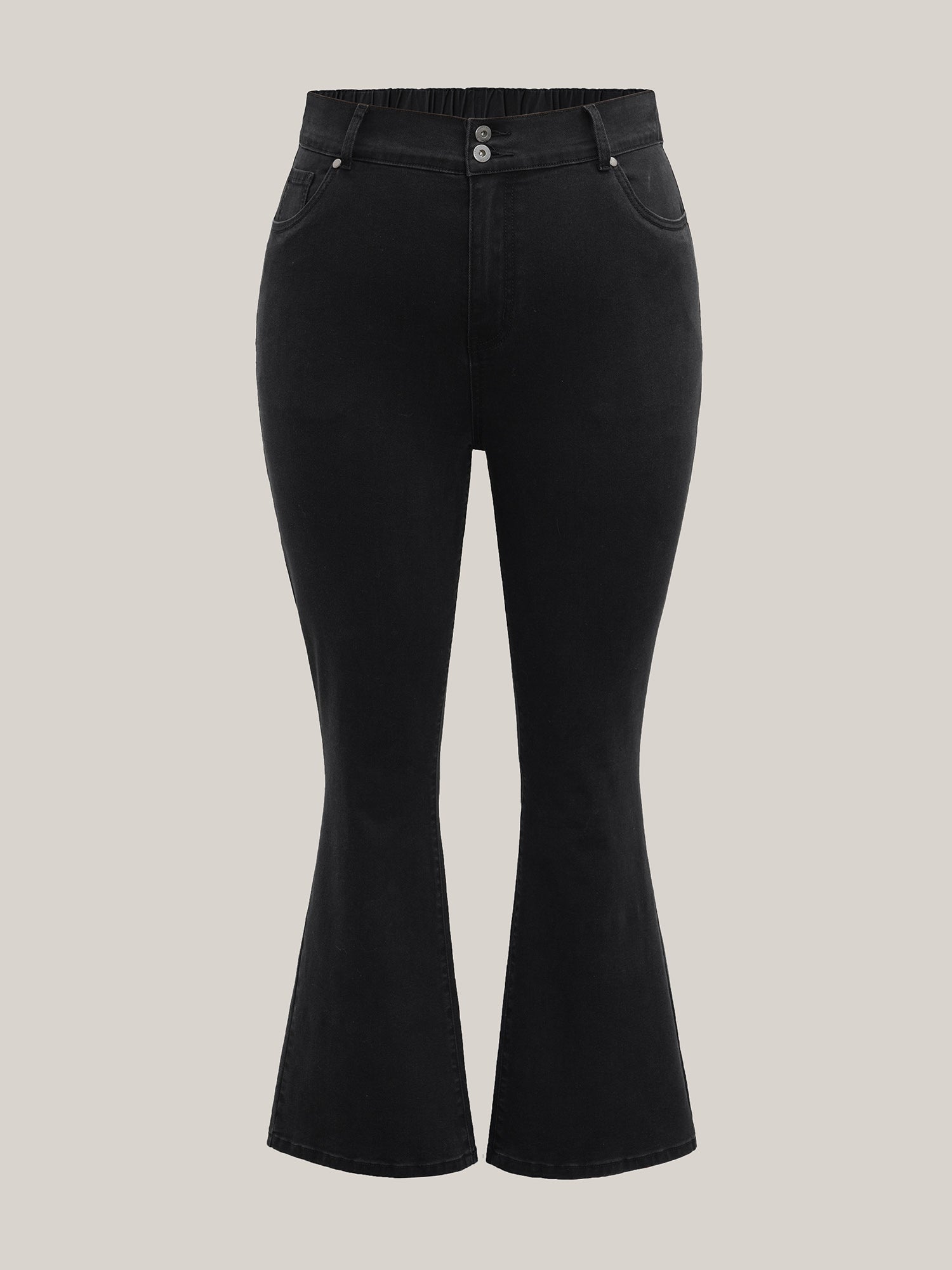 Buttons Mid-Rise Curvy Skinny-Fit Jeans