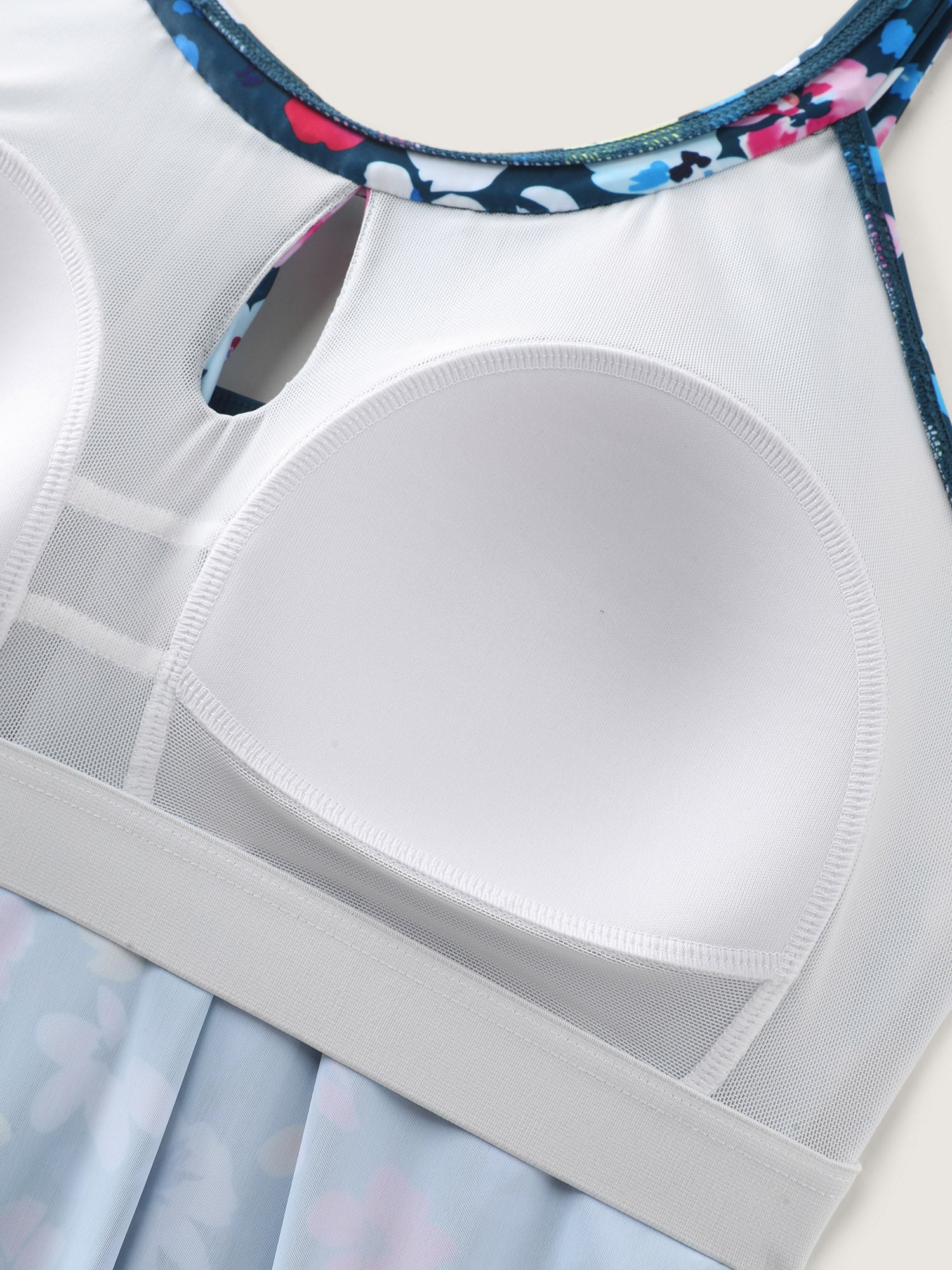 Floral Print Keyhole Pockets Swim Romper