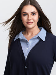 2-in-1 Color Contrast Woven T-Shirt