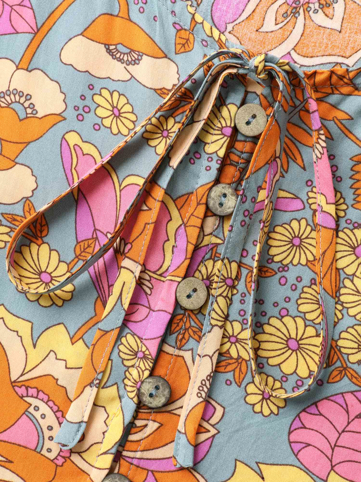 Floral Print Puffy Sleeve Flowy Romper