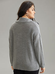Solid Knit O Ring Half Zip Pullover
