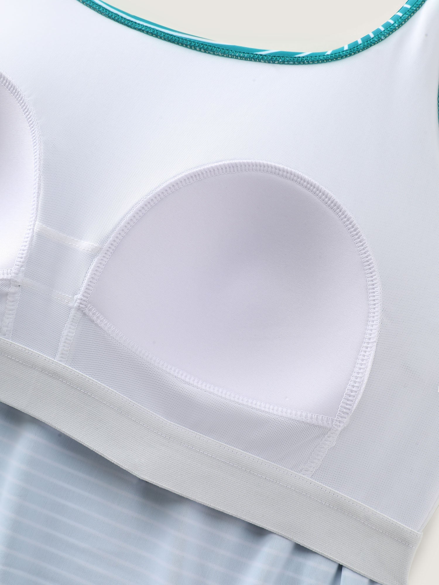 Striped Non-Removable Cups Swim Top